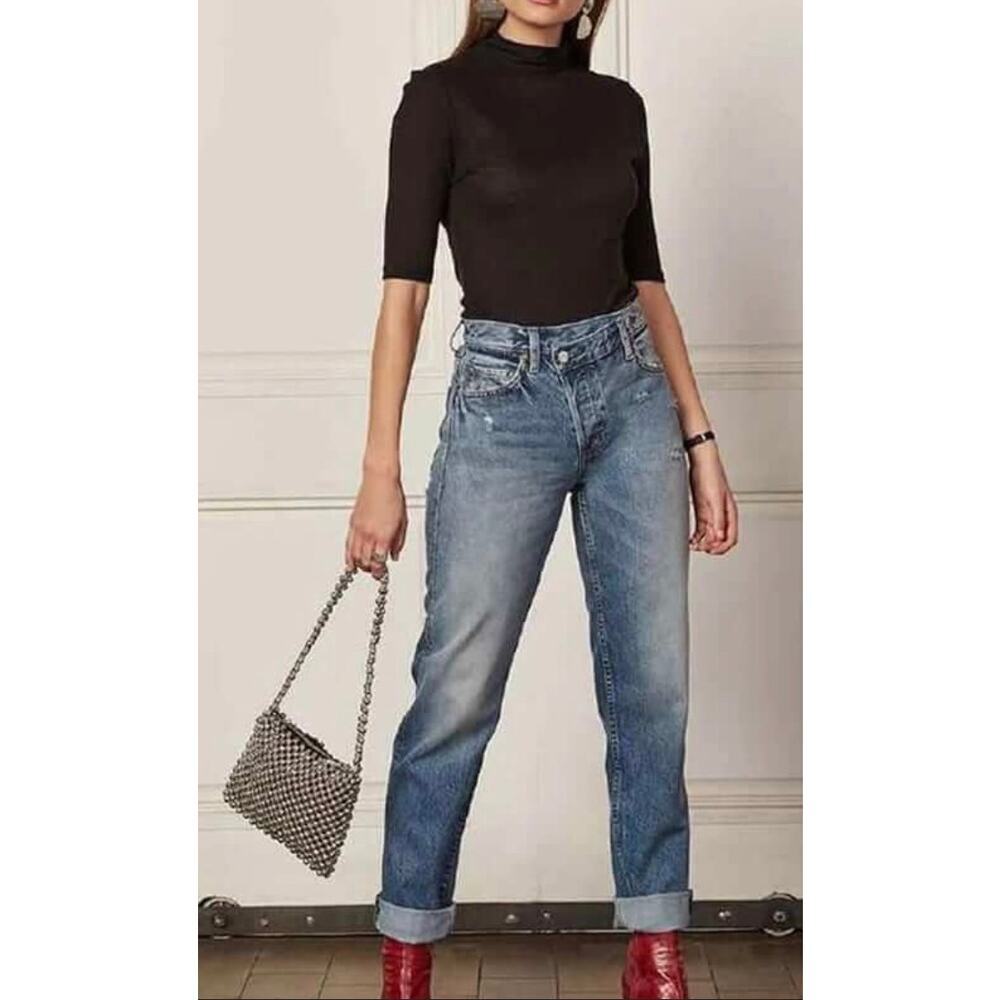 NWT Boyish The Casey Asymmetrical Button Up High Rise Straight Leg Size 27​